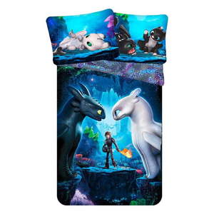 Modré bavlnené detské obliečky na jednolôžko 140x200 cm How To Train Your Dragon – Jerry Fabrics vyobraziť