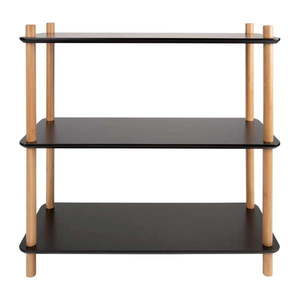 Čierny regál s bambusovými nohami Leitmotiv Cabinet Simplicity, 80 x 82.5 cm vyobraziť