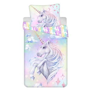 Bavlnené detské obliečky na jednolôžko 140x200 cm Unicorn "Pastel Rainbow" – Jerry Fabrics vyobraziť