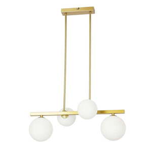 Závesné svietidlo so skleneným tienidlom v bielo-zlatej farbe Kama – Candellux Lighting vyobraziť