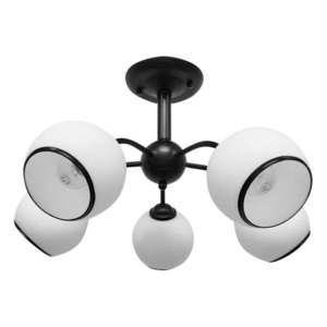 Čierno-biele stropné svietidlo so skleneným tienidlom 56x56 cm Marinen – Candellux Lighting vyobraziť