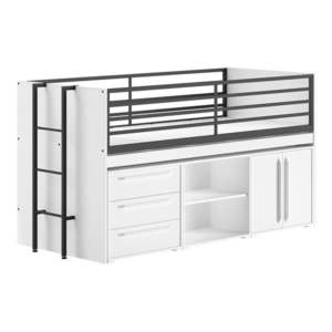Biela vyvýšená detská posteľ s úložným priestorom s roštom 90x200 cm Sam – Vipack vyobraziť