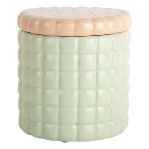 Svetlozelený dekoratívny keramický úložný box ø 14x15 cm Biscuit Box – PT LIVING vyobraziť