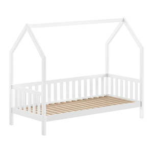 Biela domčeková detská posteľ z borovicového dreva s roštom 90x200 cm Cabane – Vipack vyobraziť