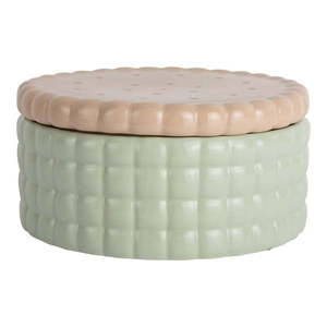 Svetlozelený dekoratívny keramický úložný box ø 20x10 cm Biscuit Box – PT LIVING vyobraziť