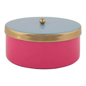 Ružový dekoratívny kovový úložný box ø 16x6 cm Double Funky – PT LIVING vyobraziť