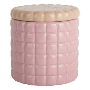 Svetloružový dekoratívny keramický úložný box ø 14x15 cm Biscuit Box – PT LIVING vyobraziť