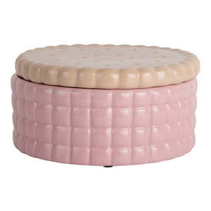 Svetloružový dekoratívny keramický úložný box ø 20x10 cm Biscuit Box – PT LIVING vyobraziť