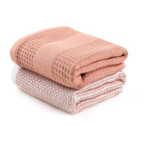 Vaflové uteráky v lososovej farbe v súprave 2 ks 40x60 cm Betty – Foutastic vyobraziť