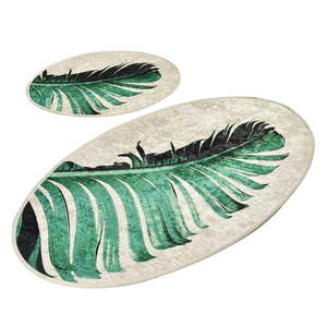 Zeleno-béžové kúpeľňové predložky v súprave 2 ks 60x100 cm Floret – Foutastic vyobraziť