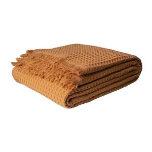 Bavlnený pléd v medenej farbe 140x200 cm Waffle – Mijolnir vyobraziť