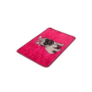 Ružová kúpeľňová predložka 40x60 cm Pink Pug – Foutastic vyobraziť