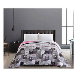 Obojstranný sivý pléd z mikrovlákna DecoKing Cat Invasion, 200 × 220 cm vyobraziť