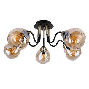 Stropné svietidlo so skleneným tienidlom v čierno-zlatej farbe Unica - Candellux Lighting vyobraziť