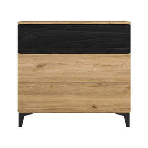 Čierna/prírodná nízka komoda v dekore duba 80x74 cm Kronos – Marckeric vyobraziť
