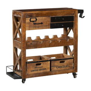 Vinotéka z mangového dreva v prírodnej farbe počet fliaš 5, 100x92x30 cm Ravi – Interia Home & Living vyobraziť