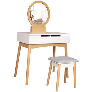 Toaletný stolík + Taburetka Sylvia 017 9515 biela/prirodzené vyobraziť