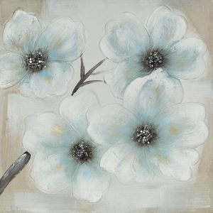ArtFir Obraz FLOWERS 550 | béžová/modrá 60 x 60 cm vyobraziť