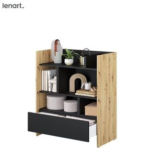 Dig-net nábytok Regál Lenart BED CONCEPT BC-25 | dub artisan / čierna vyobraziť