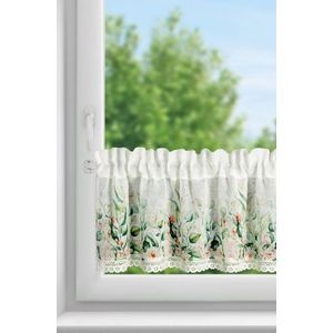 ArtFir Krátka záclona ESTERA P | biela/zelená 150 x 30 cm vyobraziť