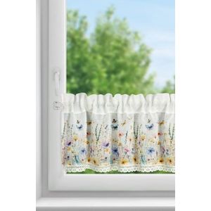 ArtFir Krátka záclona ROZALIA P | biela/žltá 150 x 30 cm vyobraziť