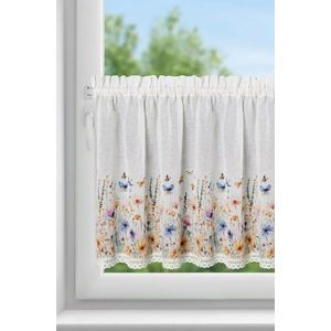 ArtFir Krátka záclona ROZALIA P | biela/žltá 150 x 60 cm vyobraziť
