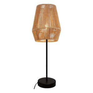 Stolová lampa v čierno-prírodnej farbe s tienidlom z trstinového výpletu (výška 55 cm) Eranko – GTV vyobraziť