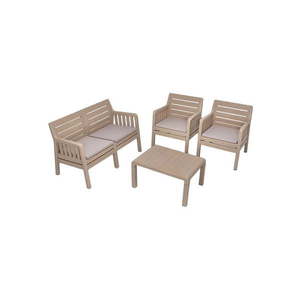Béžová záhradná lounge súprava pre 4 Lara – Floriane Garden vyobraziť