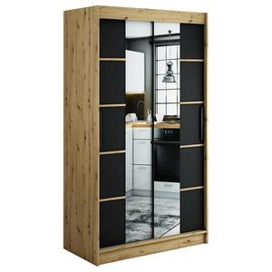 Skriňa Halifax V4 120 Dub Artisan/čierna/Zrkadlo vyobraziť