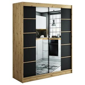 Skriňa Halifax V4 180 Dub Artisan/čierna/Zrkadlo vyobraziť
