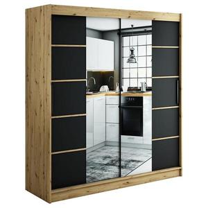 Skriňa Halifax V4 200 Dub Artisan/čierna/Zrkadlo vyobraziť