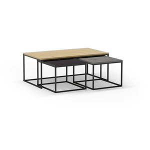 Konferenčné stolíky v súprave 3 ks v sivo-prírodnej farbe 60x110 cm Camelia – Marckeric vyobraziť