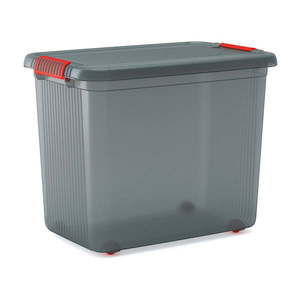 Sivý plastový úložný box s vekom 59x39x45 cm K Latch Box – KIS vyobraziť