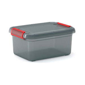 Sivý plastový úložný box s vekom 39x29x18 cm K Latch Box – KIS vyobraziť