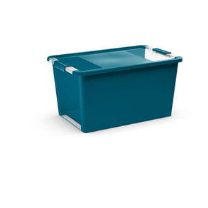 Plastový úložný box s vekom v petrolejovej farbe 55x35x28 cm Bi-Box – KIS vyobraziť