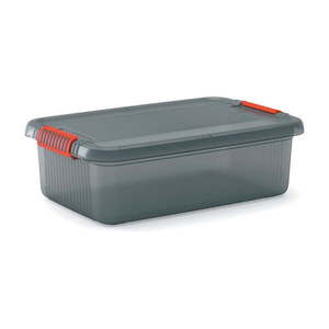 Sivý plastový úložný box s vekom 59x39x18 cm K Latch Box – KIS vyobraziť