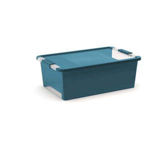 Plastový úložný box s vekom v petrolejovej farbe 55x35x19 cm Bi-Box – KIS vyobraziť