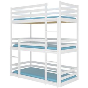 NABBI Tarevo drevená trojposchodová posteľ s matracmi 80x180 cm biela vyobraziť