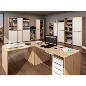 KONDELA Rioma pracovňa dub artisan / biela vyobraziť