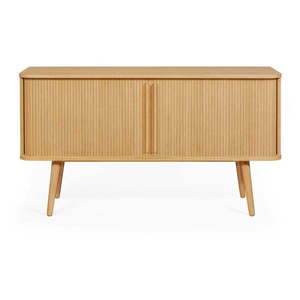 Nízka komoda v dekore duba s posuvnými dverami v prírodnej farbe 138x75 cm Rove – Woodman vyobraziť