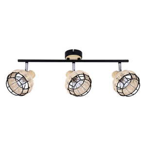 Čierno-krémové stropné svietidlo s tienidlom z kovu a ratanu ø 12 cm Tajga – Candellux Lighting vyobraziť
