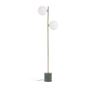 Stojacia lampa v zeleno-zlatej farbe so skleneným tienidlom (výška 161 cm) Lonela - Kave Home vyobraziť