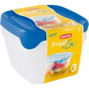 CURVER Sada dóz na potraviny FRESH & GO 3x1, 2L | transparentná / modrá vyobraziť