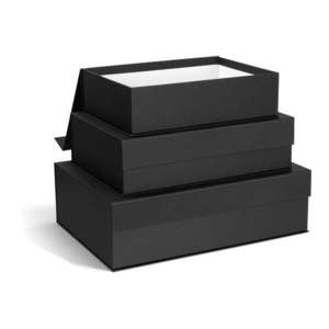 Tmavosivé kartónové úložné boxy v súprave 3 ks s vekom/dekoratívne 42, 5x29, 5x13 cm Kian Paper Laminate – Bigso vyobraziť