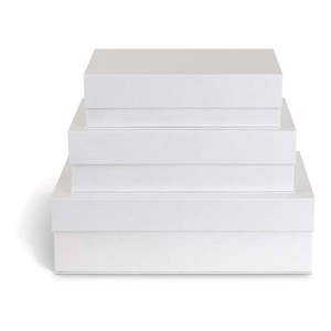 Biele kartónové úložné boxy v súprave 3 ks s vekom/dekoratívne 42, 5x29, 5x13 cm Kian Paper Laminate – Bigso vyobraziť