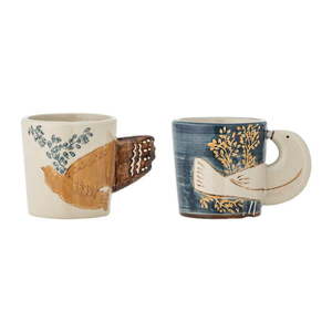 Modré/krémové šálky v súprave 2 ks na espresso z kameniny 55 ml Hezha – Bloomingville vyobraziť