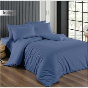 Modré damaškové obliečky na dvojlôžko/predĺžené s plachtou/4-dielne 200x220 cm – Mila Home vyobraziť