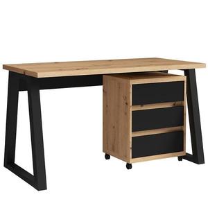 Súprava Iga I Písací stôl + skrinka na kolieskach Dub Artisan / čierna mat vyobraziť