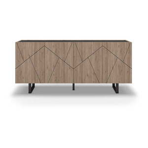 Čierna/prírodná nízka komoda v dekore duba 180x80 cm Milena – Marckeric vyobraziť
