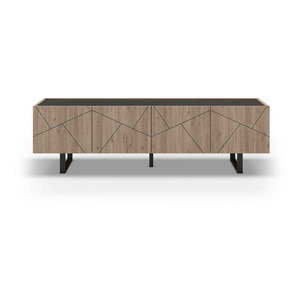 Čierny/prírodný TV stolík v dekore duba 180x52 cm Milena – Marckeric vyobraziť